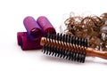 Curler with hairbrush and hairpiece Royalty Free Stock Photo