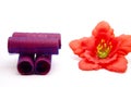 Curler with hibiscus blossom