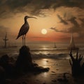 Curlew in Clontarf, Ireland Made With Generative AI illustration