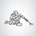 Curling athlete isolated vector silhouette. Curler vector