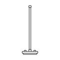 Curling broom icon. Linear logo of tournament performance brush. Black simple illustration of handle with icepad. Contour isolated