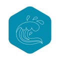 Curling and cracking wave icon, outline style