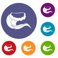Curling and cracking wave icons set
