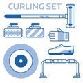 Curling Equipment Outline Icons