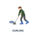 Curling flat icon. Colored element sign from winter sport collection. Flat Curling icon sign for web design