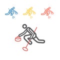 Curling game sport line icon. Vector signs for web graphics.