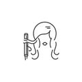 Curling Hair icon, Hair Styling logo. Hairdresser Tools. Thin line art design, Vector flat illustration