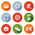 Curling Icons Set. Vector Illustration