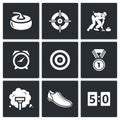 Curling icons set. Vector Illustration