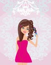 Curling iron and hair Royalty Free Stock Photo