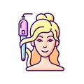 Curling iron RGB color icon