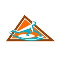 Curling Player Sliding Stone Triangle Icon