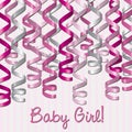 Curling ribbon inspired baby girl card