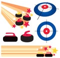 Curling Rock and House Graphic Elements