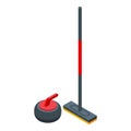 Curling sport icon isometric vector. Ice rink