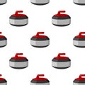 Curling Stone Flat Icon Seamless Pattern