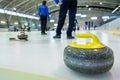 Curling stone on a game sheet. Royalty Free Stock Photo