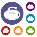 Curling stone icons set