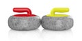 Curling stones on white background. Isolated 3D illustration