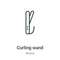 Curling wand outline vector icon. Thin line black curling wand icon, flat vector simple element illustration from editable beauty Royalty Free Stock Photo