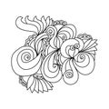 Curls and fantasy patterns outline doodle illustration