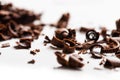 Curls and pieces of tasty chocolate Royalty Free Stock Photo