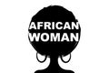 curly afro hair, portrait African Woman concept, black logo icon, dark skin female face with curly hair afro, ethnic traditional Royalty Free Stock Photo