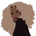 Curly afro hair woman portrait. Concept social media woman