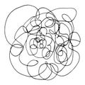 Curly ball of astrakhan. Sketch. Chaotic squiggles. Hand drawing. Tangled tangle