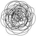 Curly ball of astrakhan. Sketch. Chaotic squiggles. Hand drawing. Tangled tangle