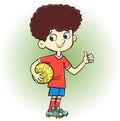 boy holding a golden ball Royalty Free Stock Photo