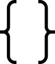 Curly braces, double symmetric brackets. Vector Typography symbols pair, frames for punctuation, maths, elements sign Royalty Free Stock Photo