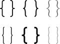 Curly braces, double symmetric brackets. Vector Typography symbols pair, frames for punctuation, maths, elements sign