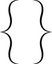 Curly braces, double symmetric brackets. Vector Typography symbols pair, frames for punctuation, maths, elements sign