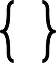 Curly braces, double symmetric brackets. Vector Typography symbols pair, frames for punctuation, maths, elements sign