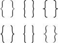 Curly braces, double symmetric brackets. Vector Typography symbols pair, frames for punctuation, maths, elements Royalty Free Stock Photo