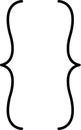 Curly braces, double symmetric brackets. Vector Typography symbols pair, frames for punctuation, maths, sign text quote