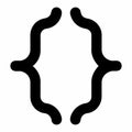 Curly brackets, black and white, minimalist design, symmetrical, programming symbol, Royalty Free Stock Photo