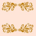 Gold ornamental greeting, congrats card with curly floral borders