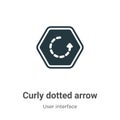 Curly dotted arrow vector icon on white background. Flat vector curly dotted arrow icon symbol sign from modern user interface