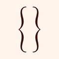 Curly double braces. Symmetric brackets pair, punctuation symbol for mathematics. Typography twirly mark, frames for