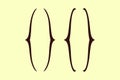 Curly double bracket parenthesis vector. Shape icon for text. Typographic symbols of mathematics. Yellow background.