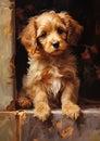 Curly-Eared Cutie: A Digital Portrait of a Playful Puppy