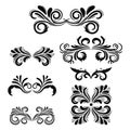 Abstract black curly design element set isolated on white background. Royalty Free Stock Photo