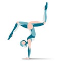 Curly gymnastics, yoga, acrobatics, smooth shapes vector silhouette of flexy athletic girl