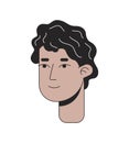 Curly hair hispanic young man 2D linear cartoon character head