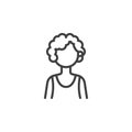 Curly-haired girl avatar line icon