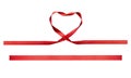 A curly heart shape red ribbon for Christmas and Valentines banner.