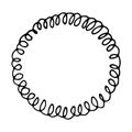 Curly monochrome vector circle frame, swirl vector logo, hand drawn Royalty Free Stock Photo