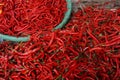 Red Curly Chili sell in Traditional Markets. Royalty Free Stock Photo